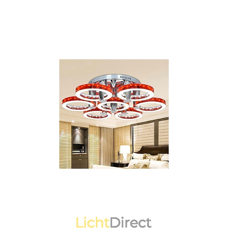 Rode acryl kroonluchter met 7 lampen (chroom)