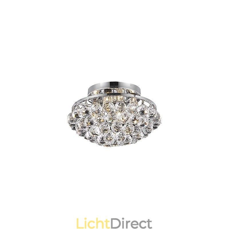 Moderne 4-lichts plafondlamp met kristallen druppels in ronde vorm