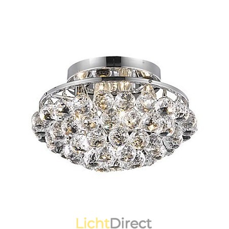 Moderne 4-lichts plafondlamp met kristallen druppels in ronde vorm