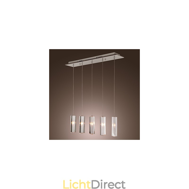 Moderne eigentijdse eiland kristal chroom metalen hanglamp