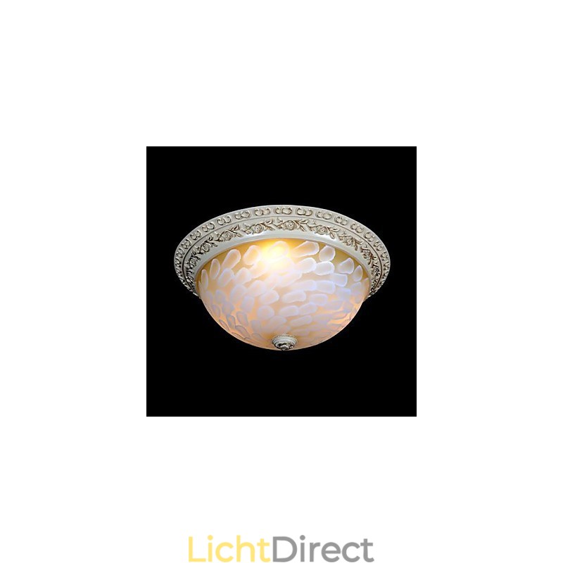 Witte plafondlamp met patroon van glashars en goudkleurig snijwerk in Europese stijl
