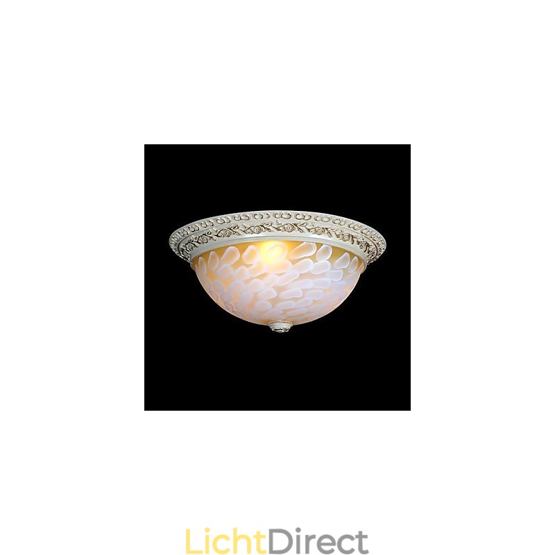 Witte plafondlamp met patroon van glashars en goudkleurig snijwerk in Europese stijl