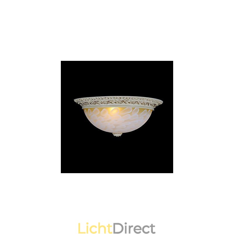 Witte plafondlamp met patroon van glashars en goudkleurig snijwerk in Europese stijl