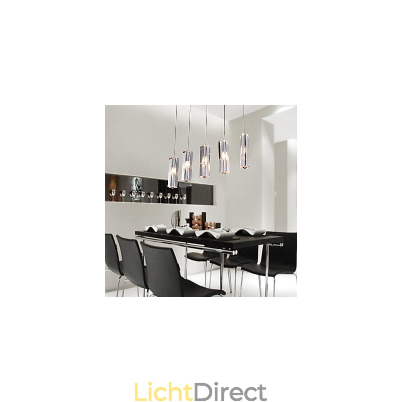 Moderne eigentijdse eiland kristal chroom metalen hanglamp