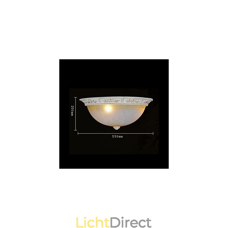Witte inbouwlamp met lichtgeel wit glas, harspatroon, Europees klassiek