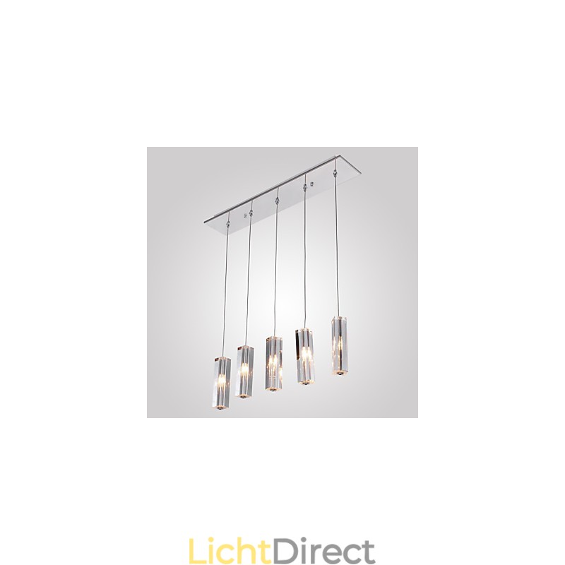 Moderne eigentijdse eiland kristal chroom metalen hanglamp