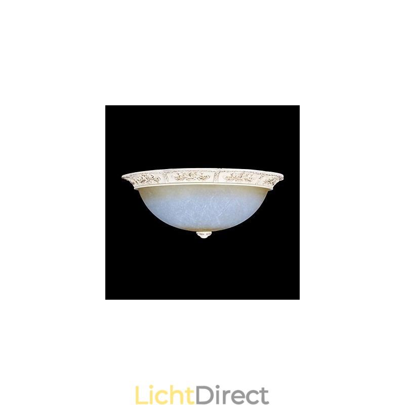 Witte inbouwlamp met lichtgeel wit glas, harspatroon, Europees klassiek