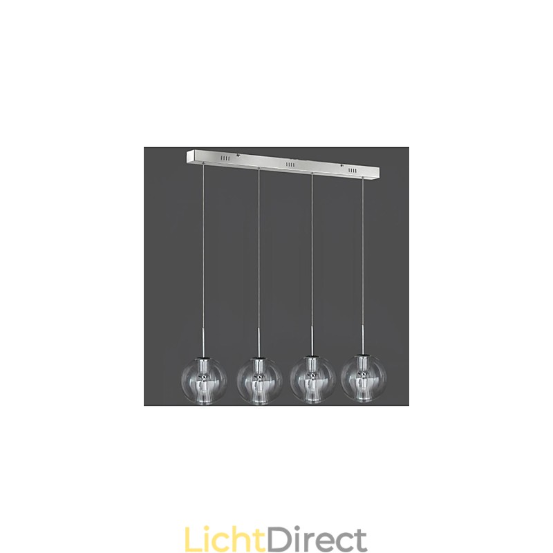 Moderne, eigentijdse, traditionele, klassieke, chromen metalen hanglamp voor kinderen met 4 lampen