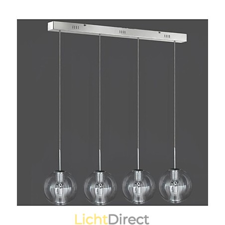 Moderne, eigentijdse, traditionele, klassieke, chromen metalen hanglamp voor kinderen met 4 lampen