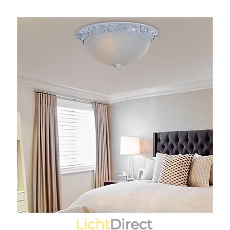 Witte plafondlamp van glas, kunsthars, Europees klassiek