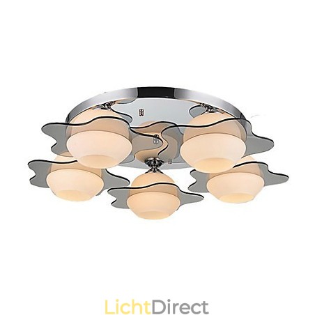 Moderne plafondlamp inbouw 5 lampen eigentijds metaal