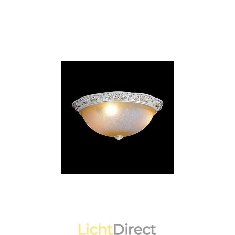 Witte inbouwlamp met lichtgeel wit glas, harspatroon, Europees klassiek