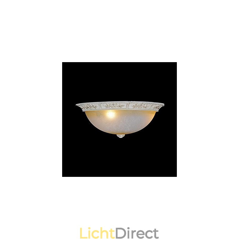 Witte inbouwlamp met lichtgeel wit glas, harspatroon, Europees klassiek