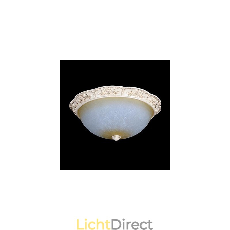 Witte inbouwlamp met lichtgeel wit glas, harspatroon, Europees klassiek