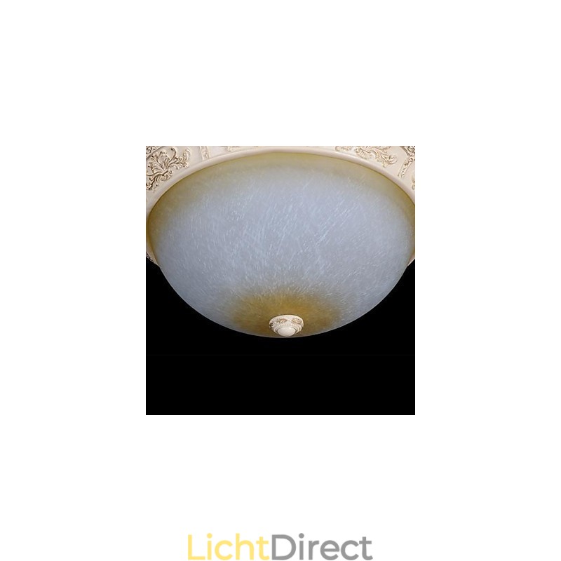 Witte inbouwlamp met lichtgeel wit glas, harspatroon, Europees klassiek