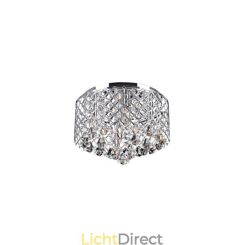 Moderne kristallen plafondlamp met 4 lampen en metalen kap