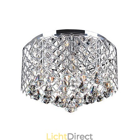 Moderne kristallen plafondlamp met 4 lampen en metalen kap