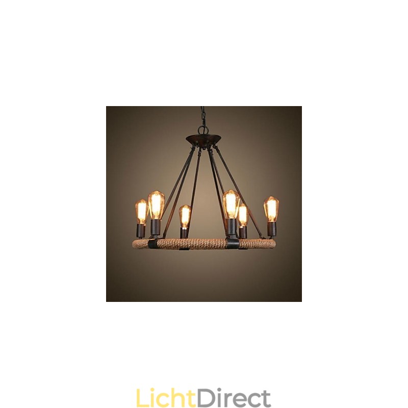 Traditionele klassieke rustieke lodge retro land vintage schilderij metalen hanglamp