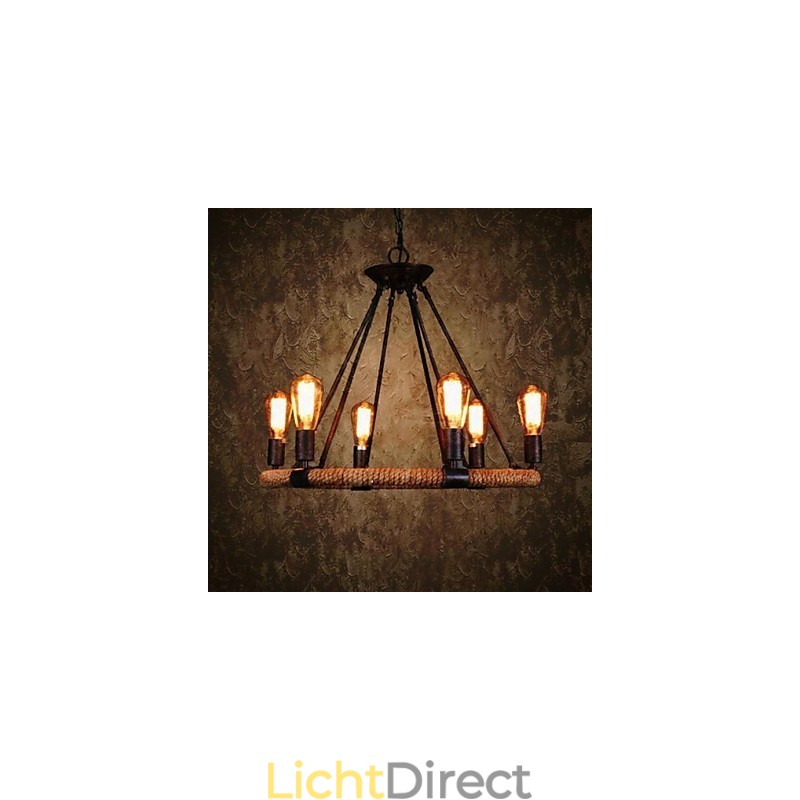 Traditionele klassieke rustieke lodge retro land vintage schilderij metalen hanglamp