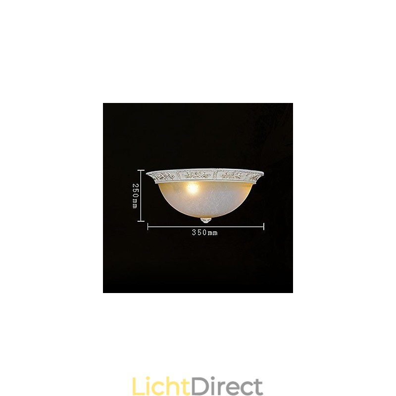 Witte inbouwlamp met lichtgeel wit glas, harspatroon, Europees klassiek