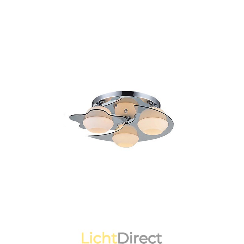 Moderne plafondlamp inbouw 3 lampen eigentijds metaal