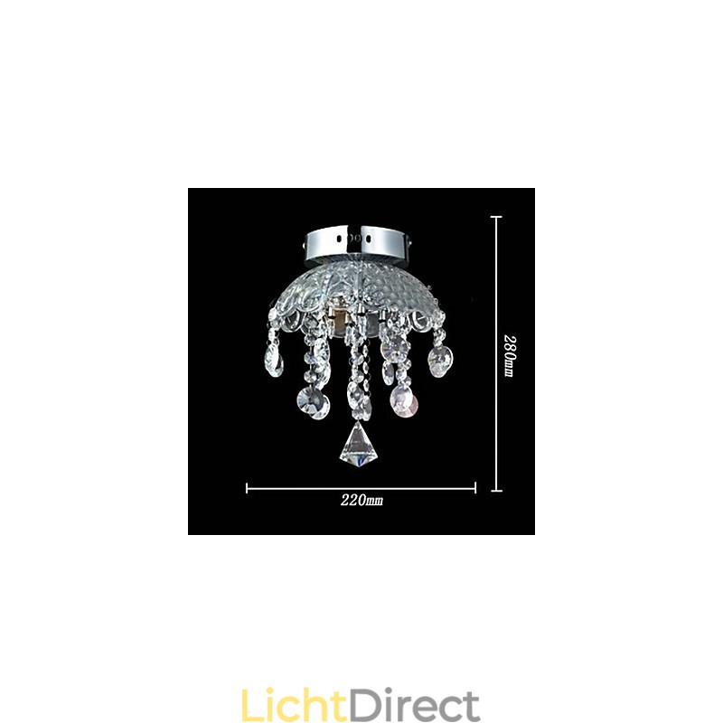 Kristallen semi-inbouwlamp met 3 lampen