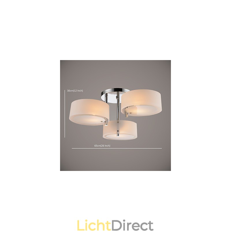 Moderne, eigentijdse plafondlamp met 3 lampen van metaal