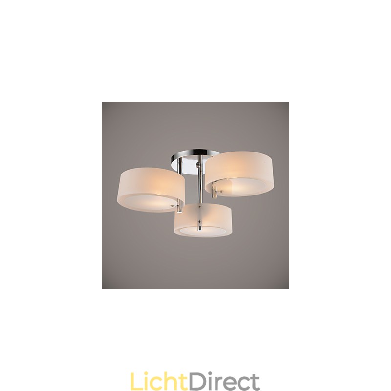 Moderne, eigentijdse plafondlamp met 3 lampen van metaal
