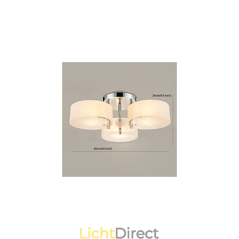 Moderne, eigentijdse plafondlamp met 3 lampen van metaal