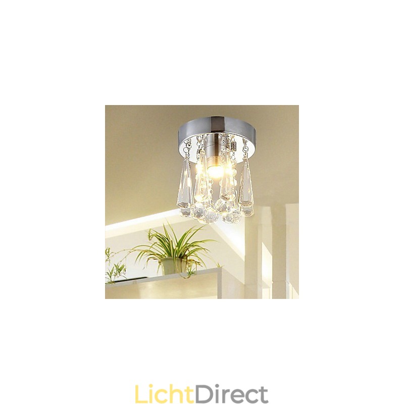 Moderne kristallen 1-lichts plafondlamp in kroonvorm