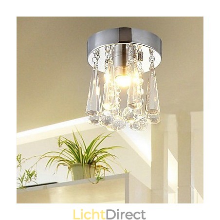 Moderne kristallen 1-lichts plafondlamp in kroonvorm Moderne kristallen 1-lichts plafondlamp in kroonvorm