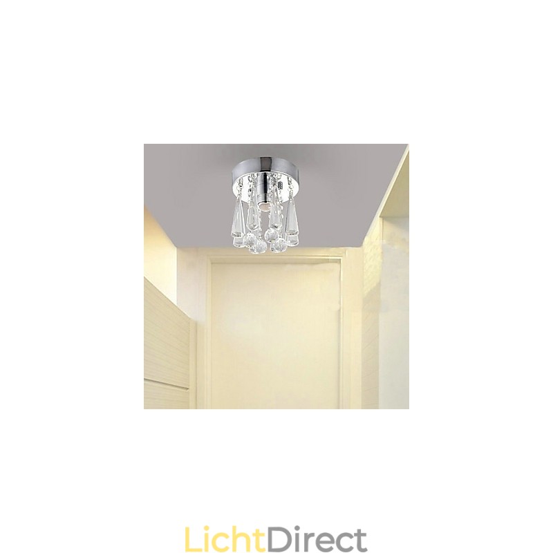 Moderne kristallen 1-lichts plafondlamp in kroonvorm