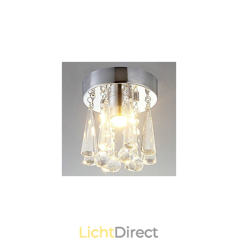 Moderne kristallen 1-lichts plafondlamp in kroonvorm