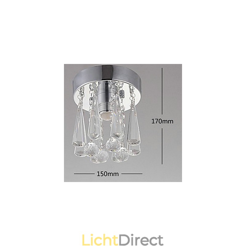 Moderne kristallen 1-lichts plafondlamp in kroonvorm