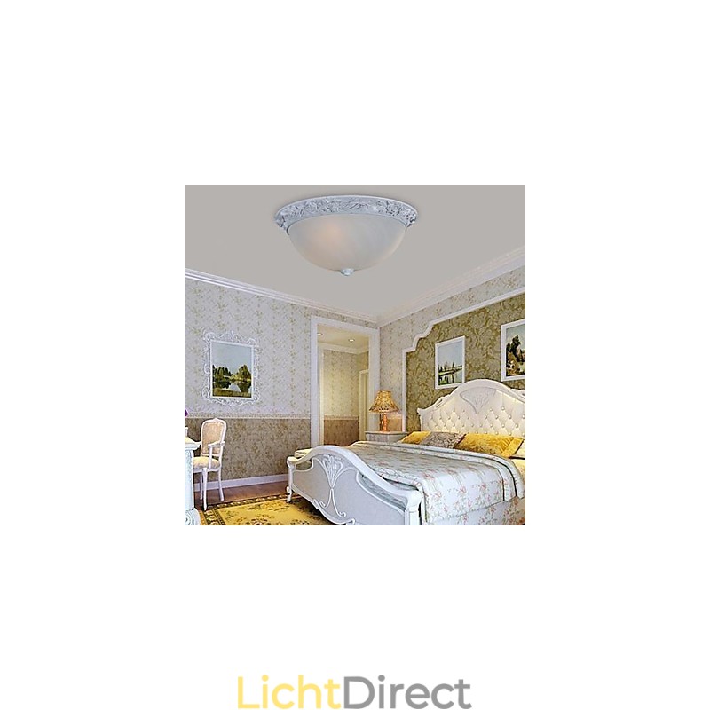 Witte plafondlamp van glas, kunsthars, Europees klassiek