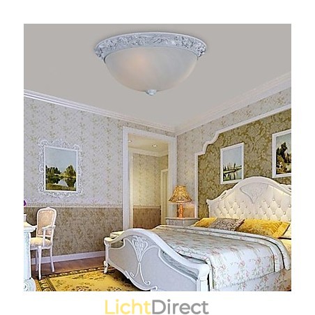 Witte plafondlamp van glas, kunsthars, Europees klassiek