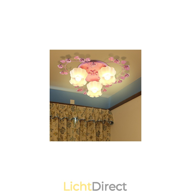 Creatieve Lamp Lamp Gecontracteerd Landelijk Zoet Roze Roos 3 Absorb Koepel Licht