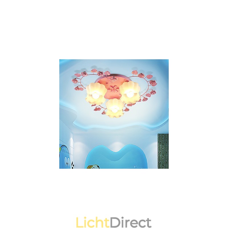 Creatieve Lamp Lamp Gecontracteerd Landelijk Zoet Roze Roos 3 Absorb Koepel Licht