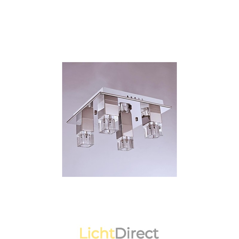 Plafondlampen 4-lichts kristal artistiek roestvrij staal plating