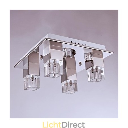 Plafondlampen 4-lichts kristal artistiek roestvrij staal plating