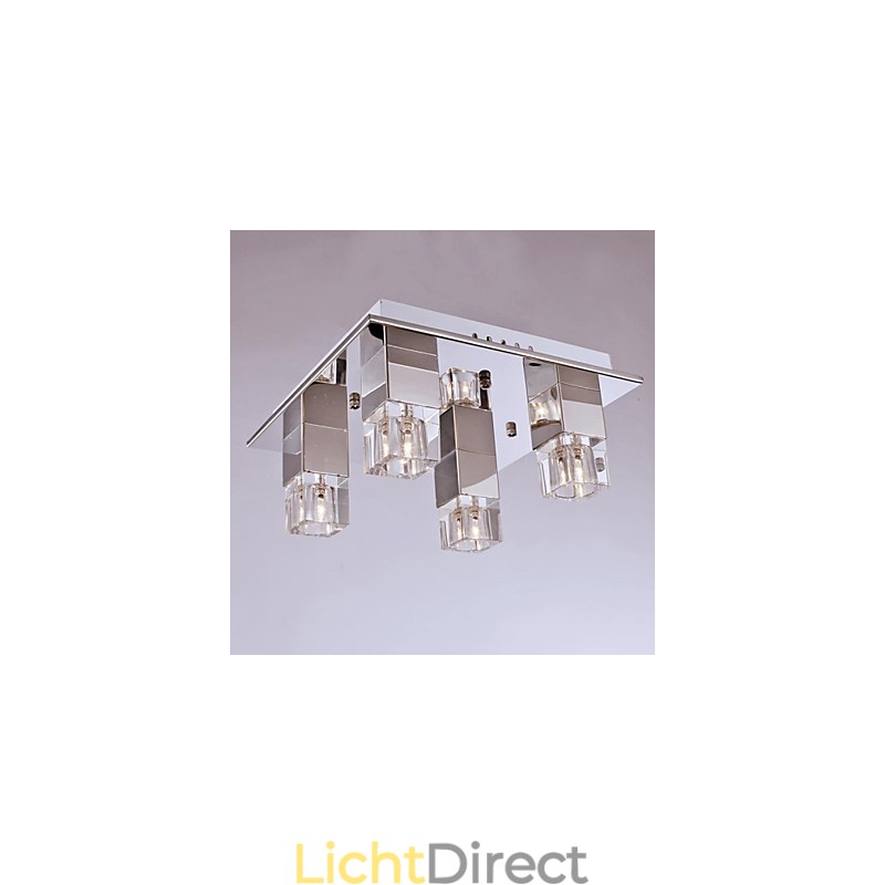 Plafondlampen 4-lichts kristal artistiek roestvrij staal plating