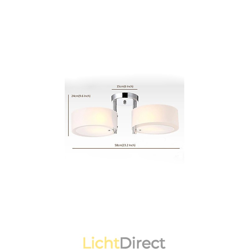 Moderne, eigentijdse plafondlamp met 2 lampen van metaal