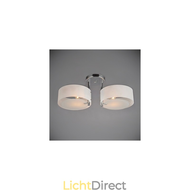 Moderne, eigentijdse plafondlamp met 2 lampen van metaal
