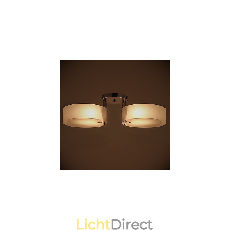 Moderne, eigentijdse plafondlamp met 2 lampen van metaal