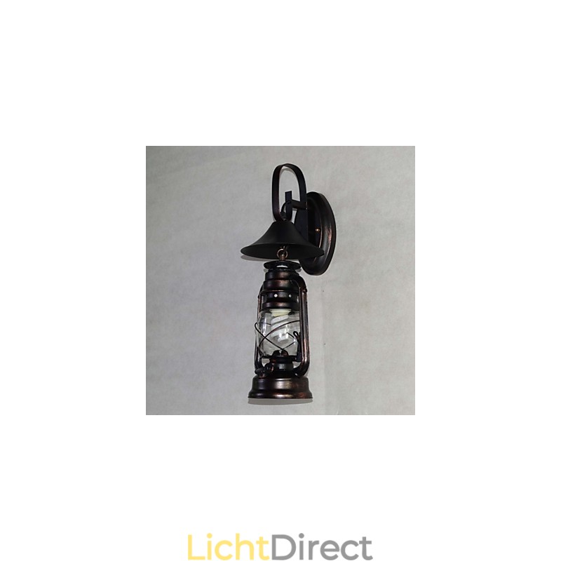 Vintage zwarte metalen lantaarn wandlamp met één licht