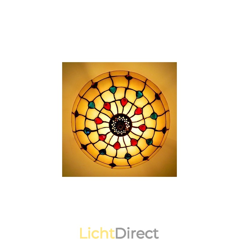 30*19CM Europa Type Stijl Smeedijzer Pnd Staart Op Half Koepel Lichtgekleurde Glazen Zitlamp