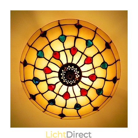 30*19CM Europa Type Stijl Smeedijzer Pnd Staart Op Half Koepel Lichtgekleurde Glazen Zitlamp