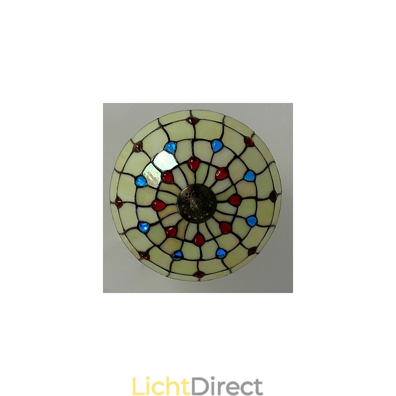 30*19CM Europa Type Stijl Smeedijzer Pnd Staart Op Half Koepel Lichtgekleurde Glazen Zitlamp