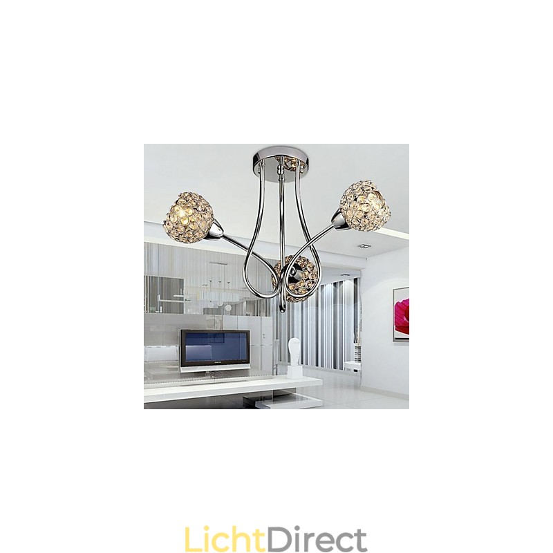 Moderne, eigentijdse, traditionele, klassieke, kristal-gegalvaniseerde metalen hanglamp, inbouw