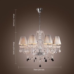 Kroonluchter Kristal Luxe Modern Wonen 8 Lampen met Stoffen Kap